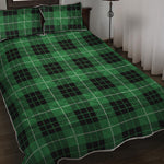 Black And Green Tartan Pattern Print Quilt Bed Set