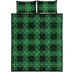 Black And Green Tartan Pattern Print Quilt Bed Set