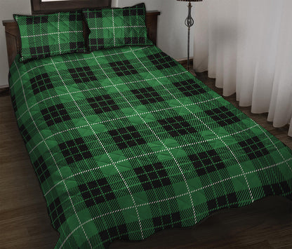 Black And Green Tartan Pattern Print Quilt Bed Set