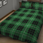 Black And Green Tartan Pattern Print Quilt Bed Set