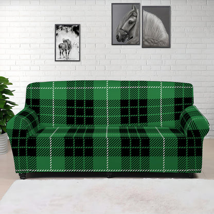 Black And Green Tartan Pattern Print Sofa Cover