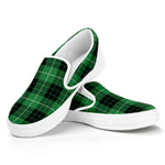 Black And Green Tartan Pattern Print White Slip On Shoes