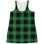 Black And Green Tartan Pattern Print Women's Racerback Tank Top