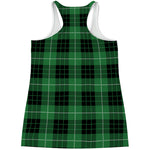 Black And Green Tartan Pattern Print Women's Racerback Tank Top