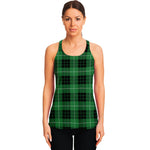 Black And Green Tartan Pattern Print Women's Racerback Tank Top