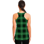 Black And Green Tartan Pattern Print Women's Racerback Tank Top