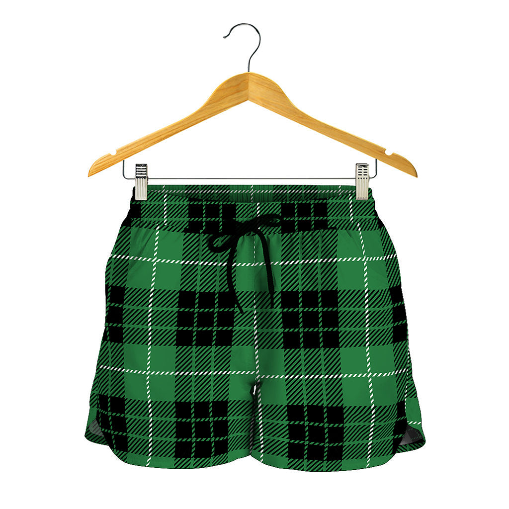 Black And Green Tartan Pattern Print Women's Shorts