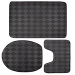 Black And Grey Argyle Pattern Print 3 Piece Bath Mat Set
