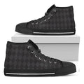 Black And Grey Argyle Pattern Print Black High Top Sneakers