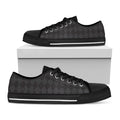 Black And Grey Argyle Pattern Print Black Low Top Sneakers
