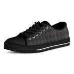 Black And Grey Argyle Pattern Print Black Low Top Shoes