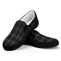 Black And Grey Argyle Pattern Print Black Slip On Sneakers