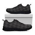 Black And Grey Argyle Pattern Print Black Running Shoes