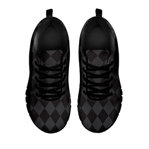 Black And Grey Argyle Pattern Print Black Sneakers