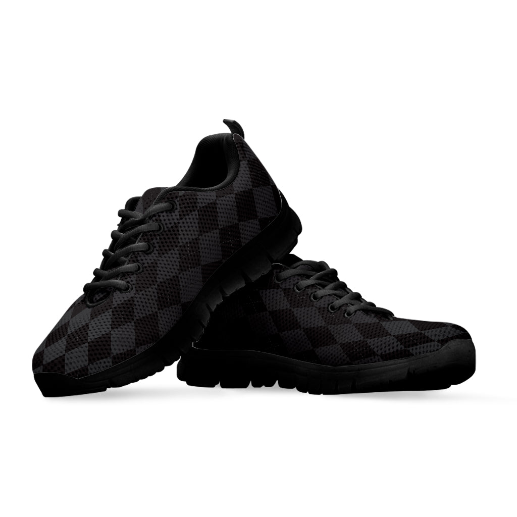 Black And Grey Argyle Pattern Print Black Sneakers