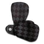 Black And Grey Argyle Pattern Print Boxing Gloves