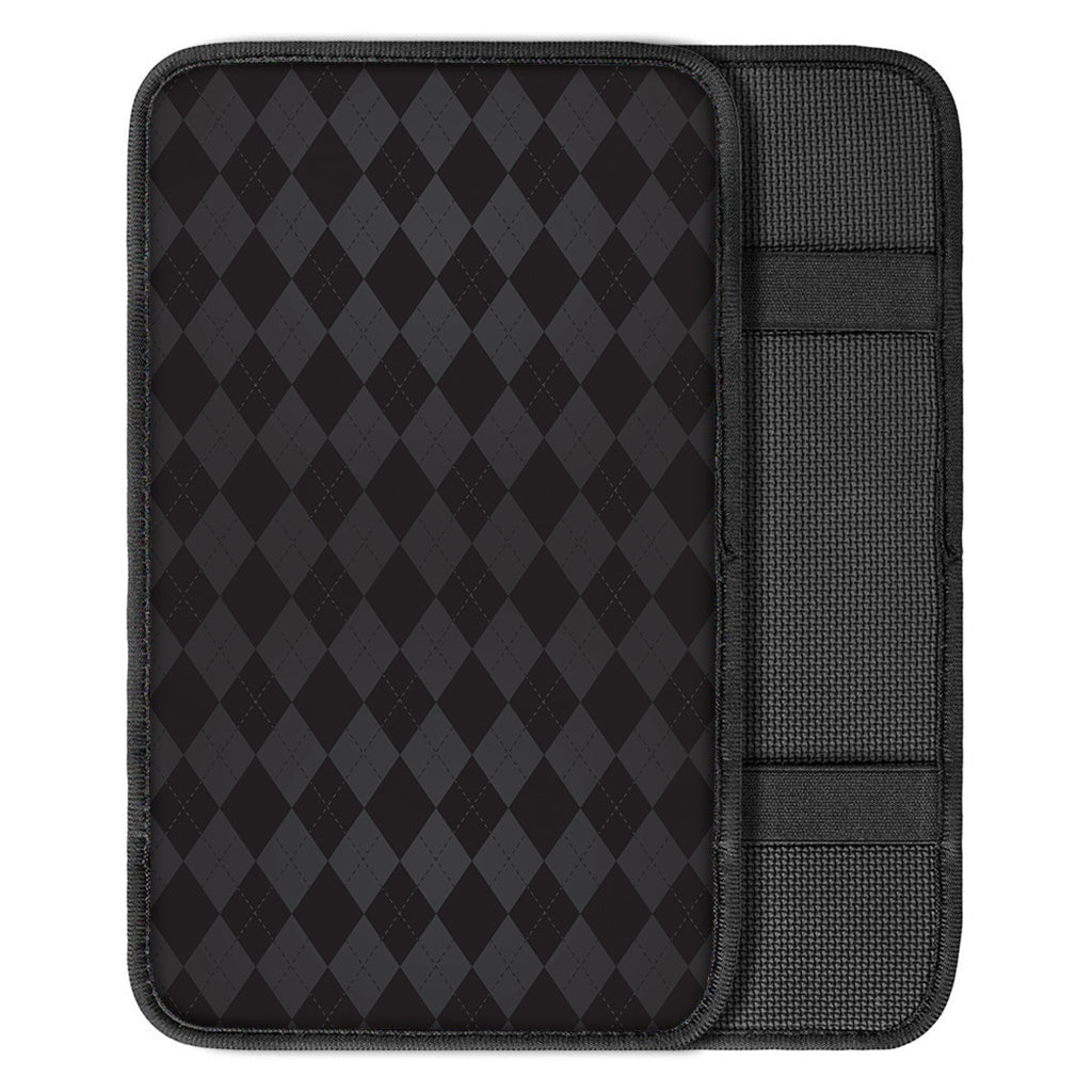 Black And Grey Argyle Pattern Print Car Center Console Cover