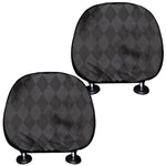 Black And Grey Argyle Pattern Print Car Headrest Covers