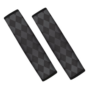 Black And Grey Argyle Pattern Print Car Seat Belt Covers