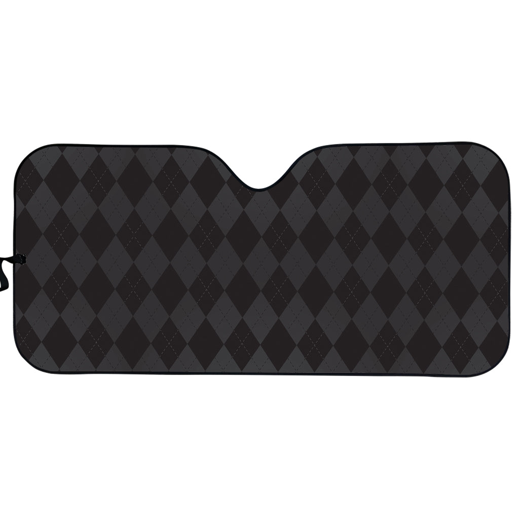 Black And Grey Argyle Pattern Print Car Sun Shade