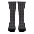 Black And Grey Argyle Pattern Print Crew Socks