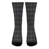 Black And Grey Argyle Pattern Print Crew Socks