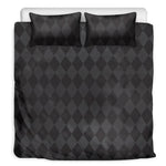 Black And Grey Argyle Pattern Print Duvet Cover Bedding Set