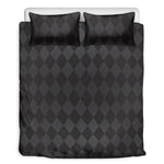Black And Grey Argyle Pattern Print Duvet Cover Bedding Set
