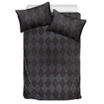 Black And Grey Argyle Pattern Print Duvet Cover Bedding Set