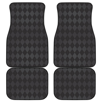 Black And Grey Argyle Pattern Print Front and Back Car Floor Mats