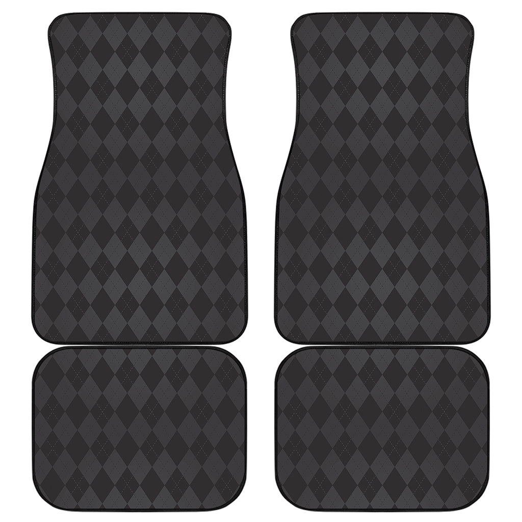 Black And Grey Argyle Pattern Print Front and Back Car Floor Mats