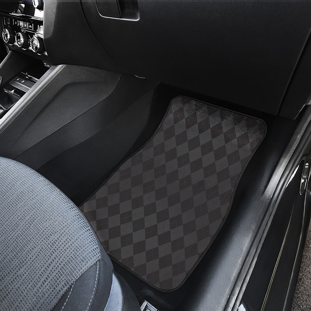 Black And Grey Argyle Pattern Print Front and Back Car Floor Mats