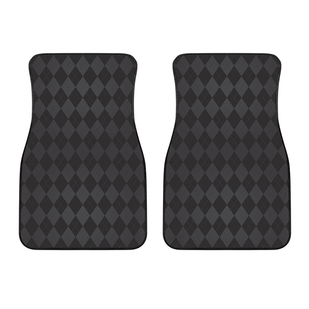 Black And Grey Argyle Pattern Print Front Car Floor Mats