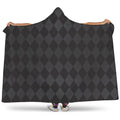 Black And Grey Argyle Pattern Print Hooded Blanket
