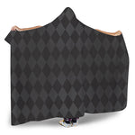 Black And Grey Argyle Pattern Print Hooded Blanket