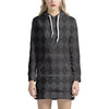 Black And Grey Argyle Pattern Print Hoodie Dress