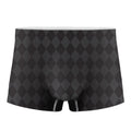 Black And Grey Argyle Pattern Print Men's Boxer Briefs