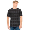 Black And Grey Argyle Pattern Print Men's T-Shirt