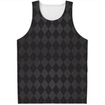 Black And Grey Argyle Pattern Print Men's Tank Top