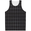 Black And Grey Argyle Pattern Print Men's Tank Top