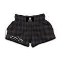 Black And Grey Argyle Pattern Print Muay Thai Boxing Shorts