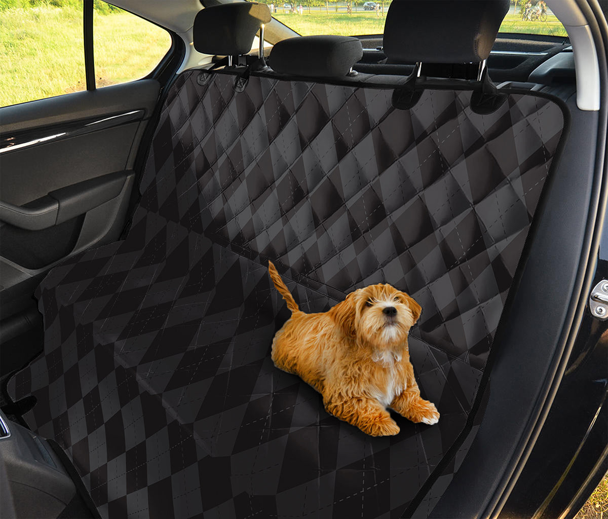 Black And Grey Argyle Pattern Print Pet Car Back Seat Cover