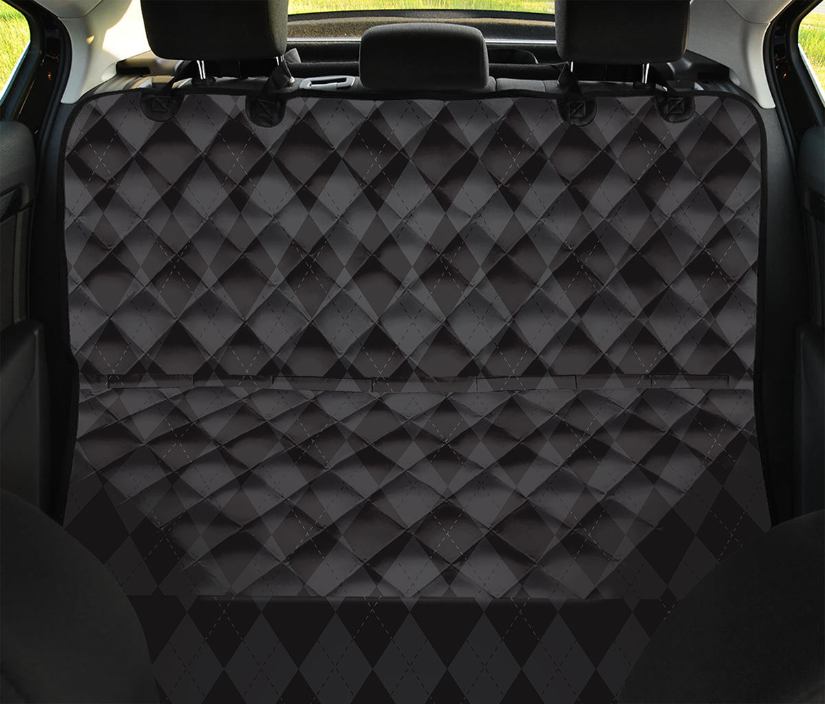 Black And Grey Argyle Pattern Print Pet Car Back Seat Cover