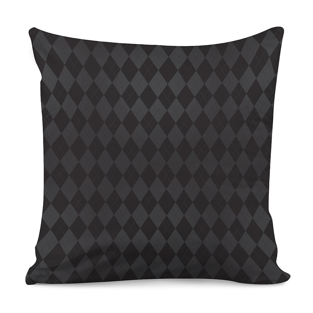 Black And Grey Argyle Pattern Print Pillow Cover