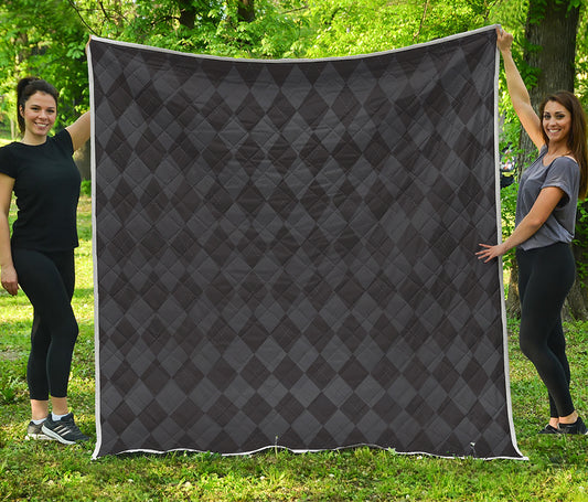 Black And Grey Argyle Pattern Print Quilt