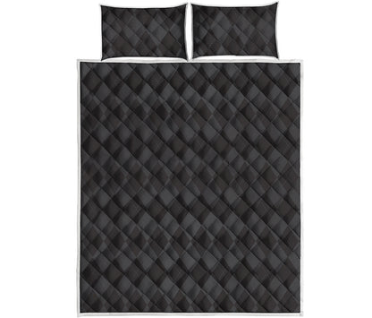 Black And Grey Argyle Pattern Print Quilt Bed Set