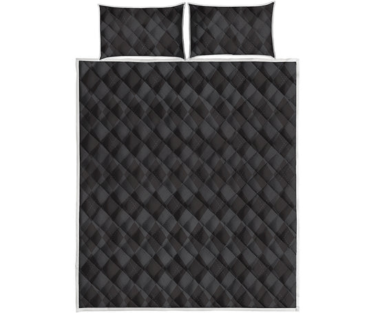 Black And Grey Argyle Pattern Print Quilt Bed Set