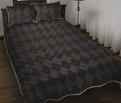 Black And Grey Argyle Pattern Print Quilt Bed Set