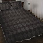 Black And Grey Argyle Pattern Print Quilt Bed Set
