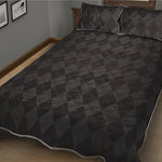 Black And Grey Argyle Pattern Print Quilt Bed Set